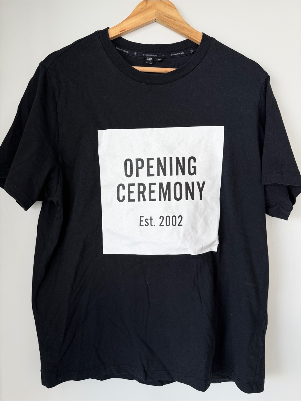Opening Ceremony Black and White Box Logo Tee